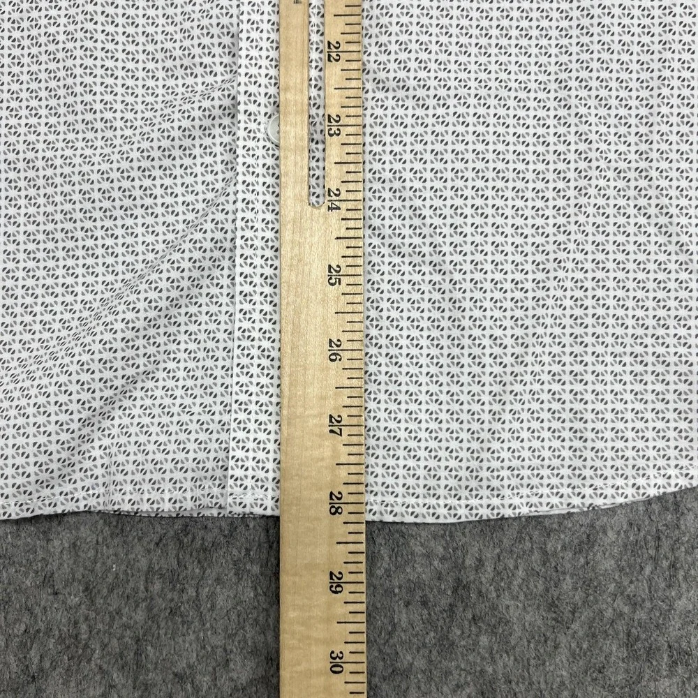 Banana Republic Shirt Mens M White Geometric Short Sleeve Slim Untucked Casual